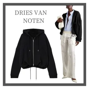 Dries Van Noten  |Long Sleeves Plain Cotton Cropped Tops Hoodies & Sweatshirts