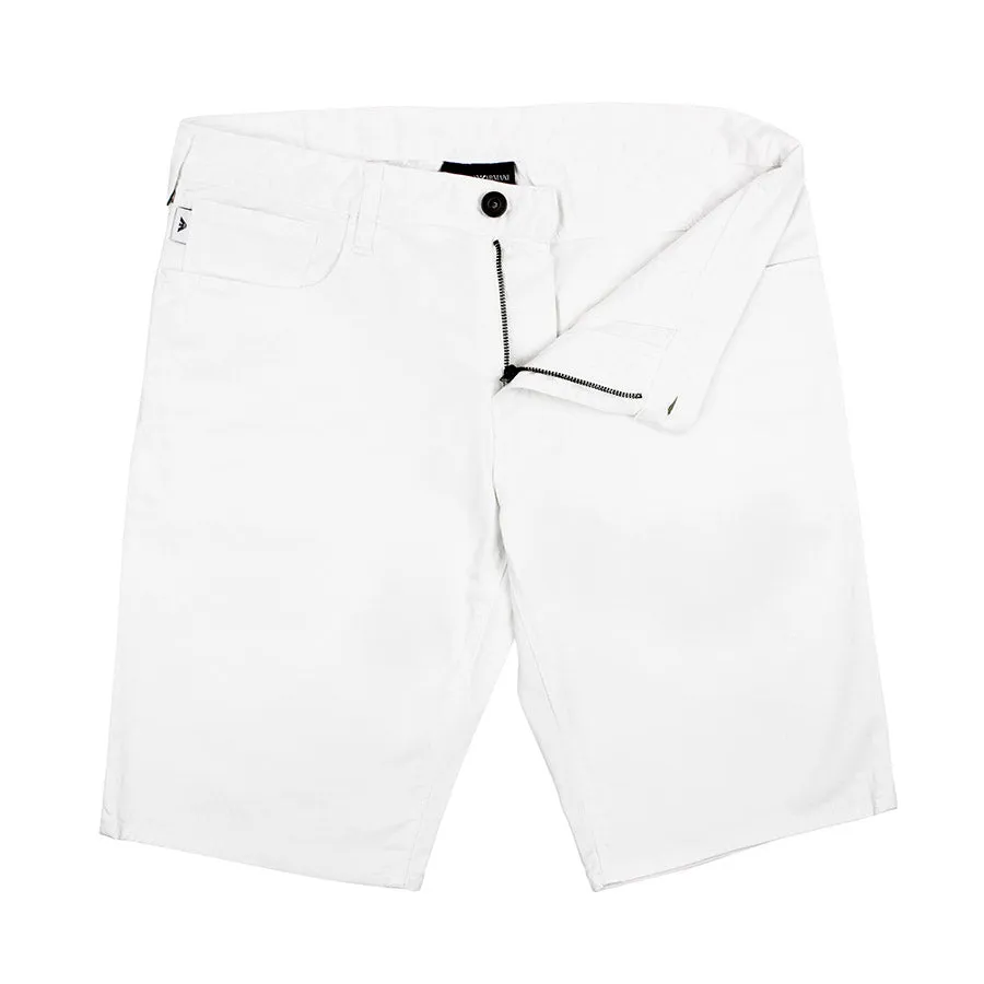 Emporio Armani - Cotton Twill Chino Shorts in White