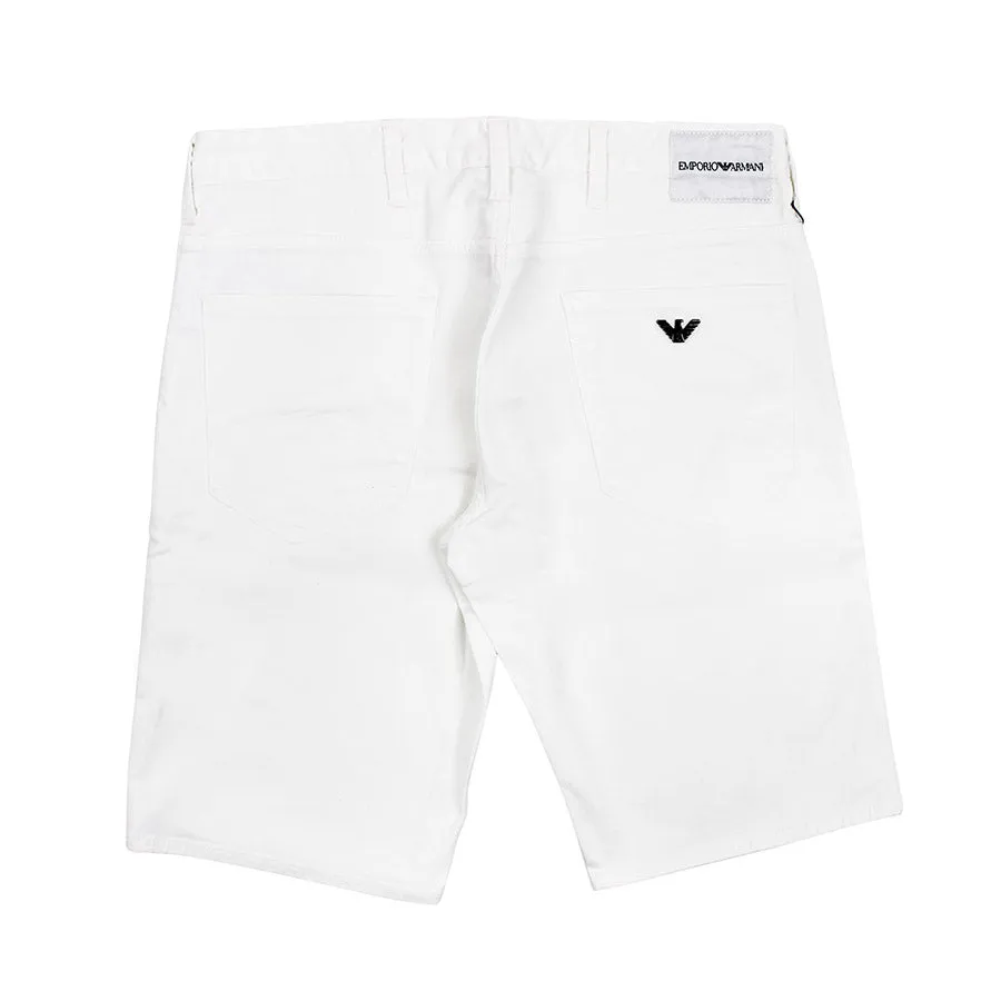 Emporio Armani - Cotton Twill Chino Shorts in White