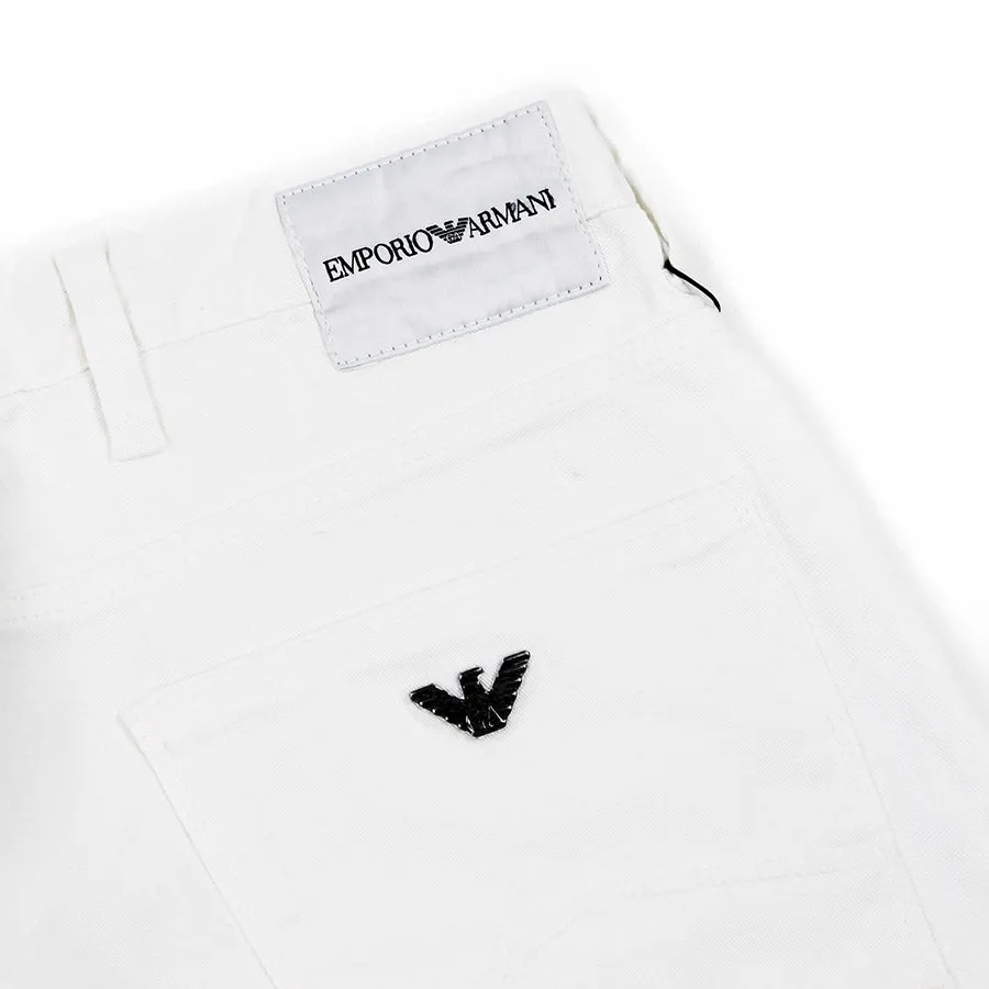 Emporio Armani - Cotton Twill Chino Shorts in White