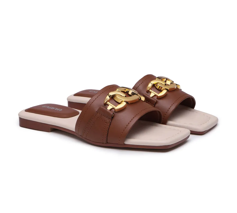 EVERAU Open Toe Leather Flat Sandals Women Chela