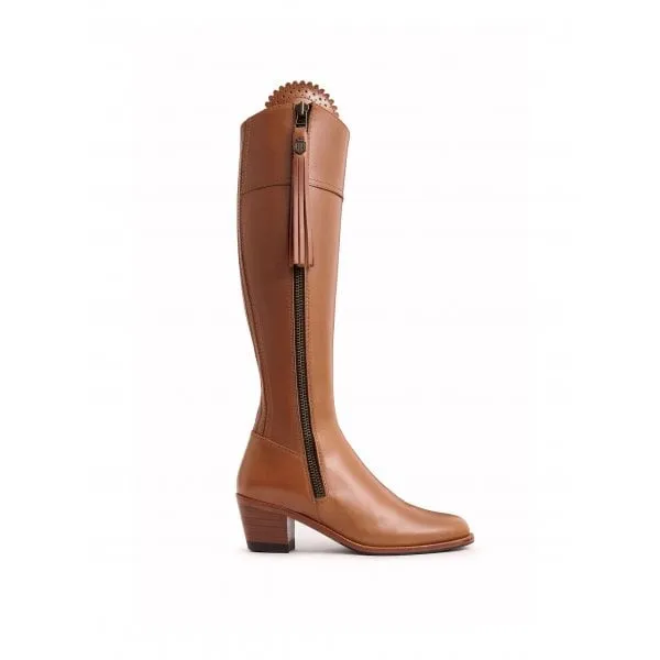 Fairfax & Favor Womens Heeled Regina Boot in Tan Leather