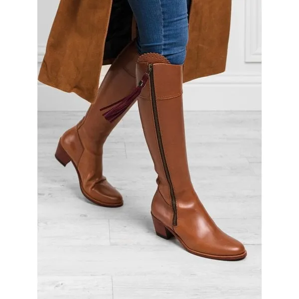 Fairfax & Favor Womens Heeled Regina Boot in Tan Leather