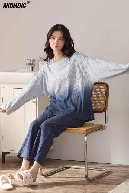 Fashion Pajamas Autumn Winter Homewear Long Pullover Lounge Wear