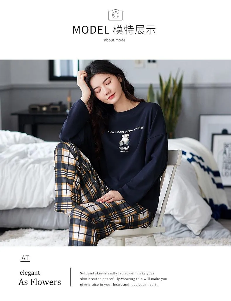 Fashion Pajamas Autumn Winter Homewear Long Pullover Lounge Wear