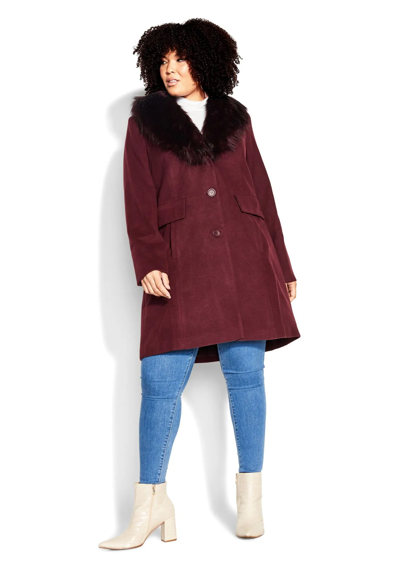 Faux Wool Long Coat