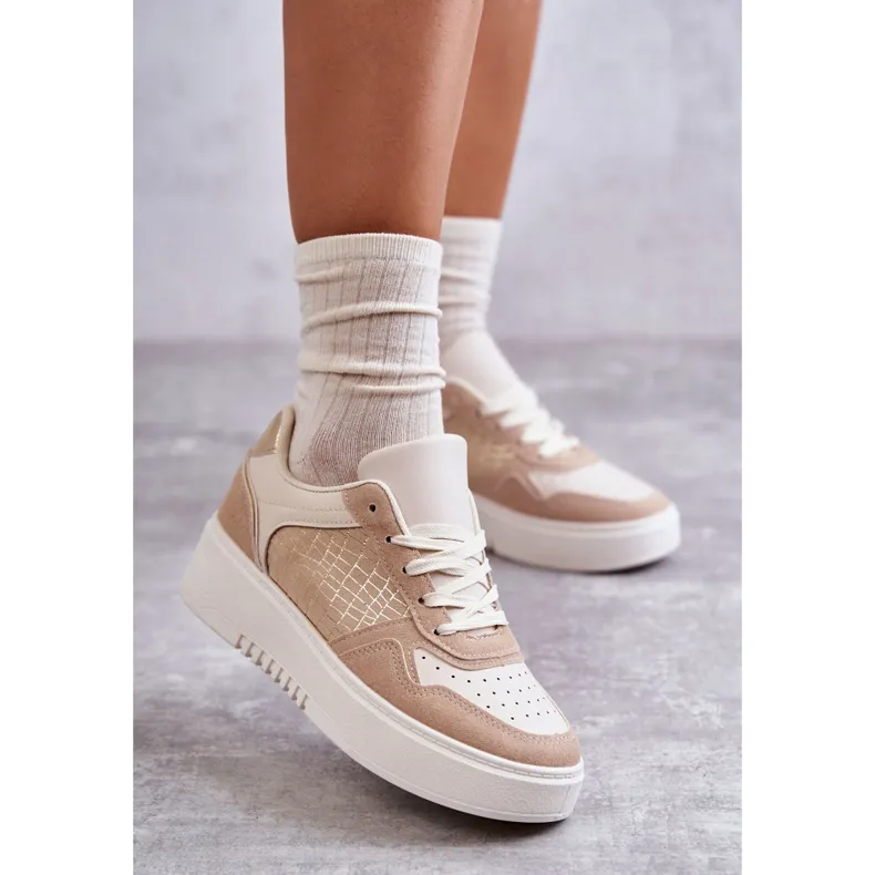 FB2 Women's Low Sport Shoes On The Platform Beige Kyllie