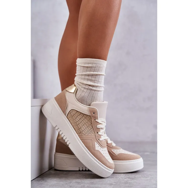 FB2 Women's Low Sport Shoes On The Platform Beige Kyllie