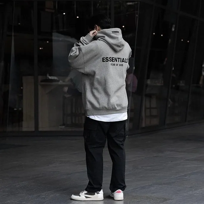 FEAR OF GOD Essentials Felt Logo Hoodie Dark Oatmeal