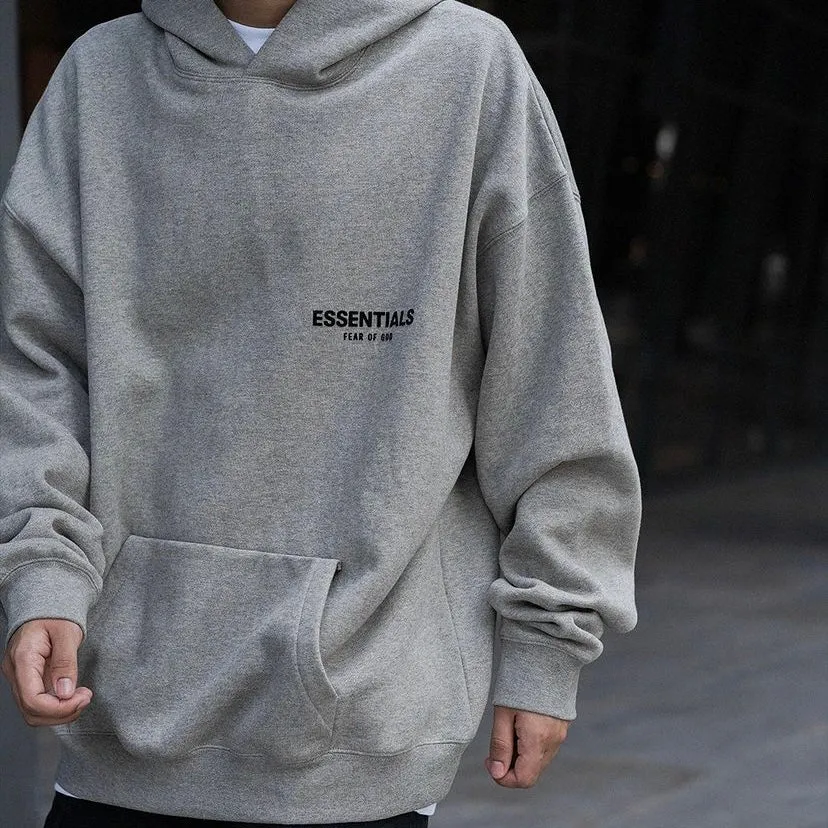 FEAR OF GOD Essentials Felt Logo Hoodie Dark Oatmeal