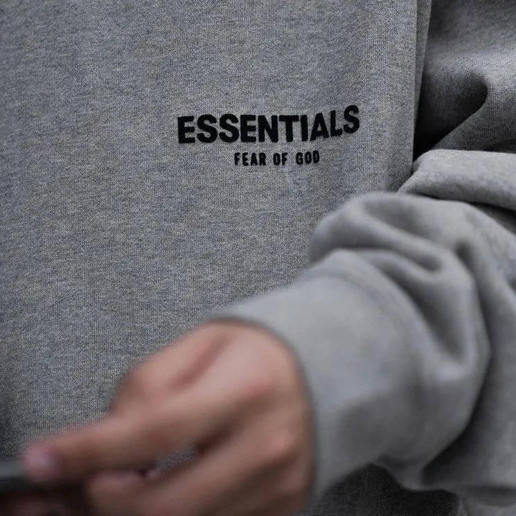 FEAR OF GOD Essentials Felt Logo Hoodie Dark Oatmeal