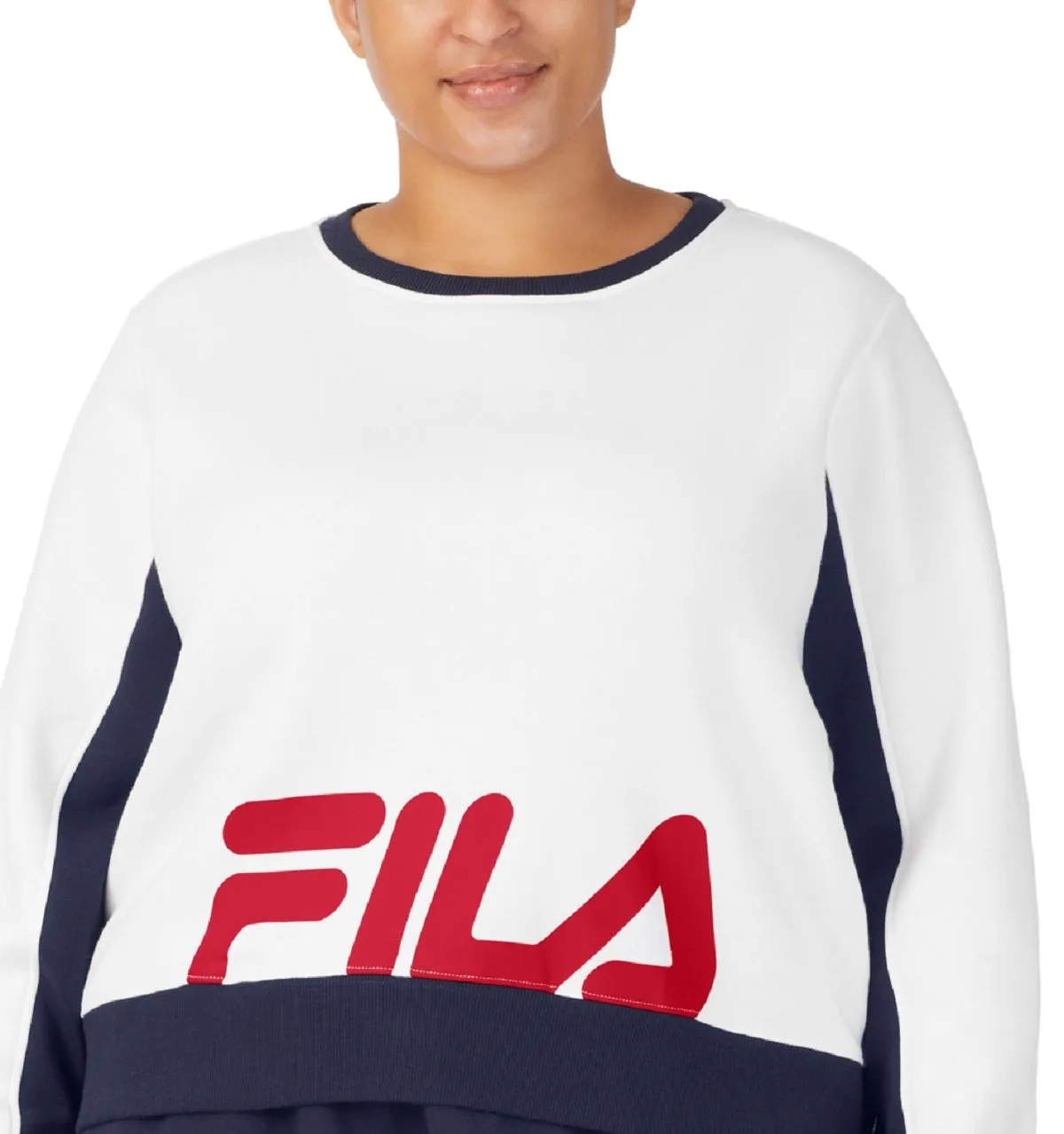 Fila Women's Calm Graphic Colorblocked Sweatshirt White Size 2X