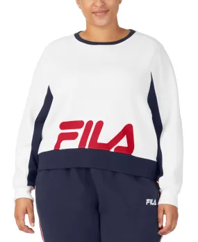 Fila Women's Calm Graphic Colorblocked Sweatshirt White Size 2X