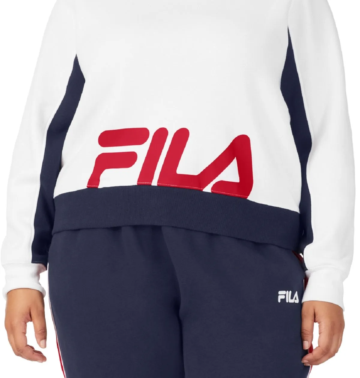 Fila Women's Calm Graphic Colorblocked Sweatshirt White Size 2X