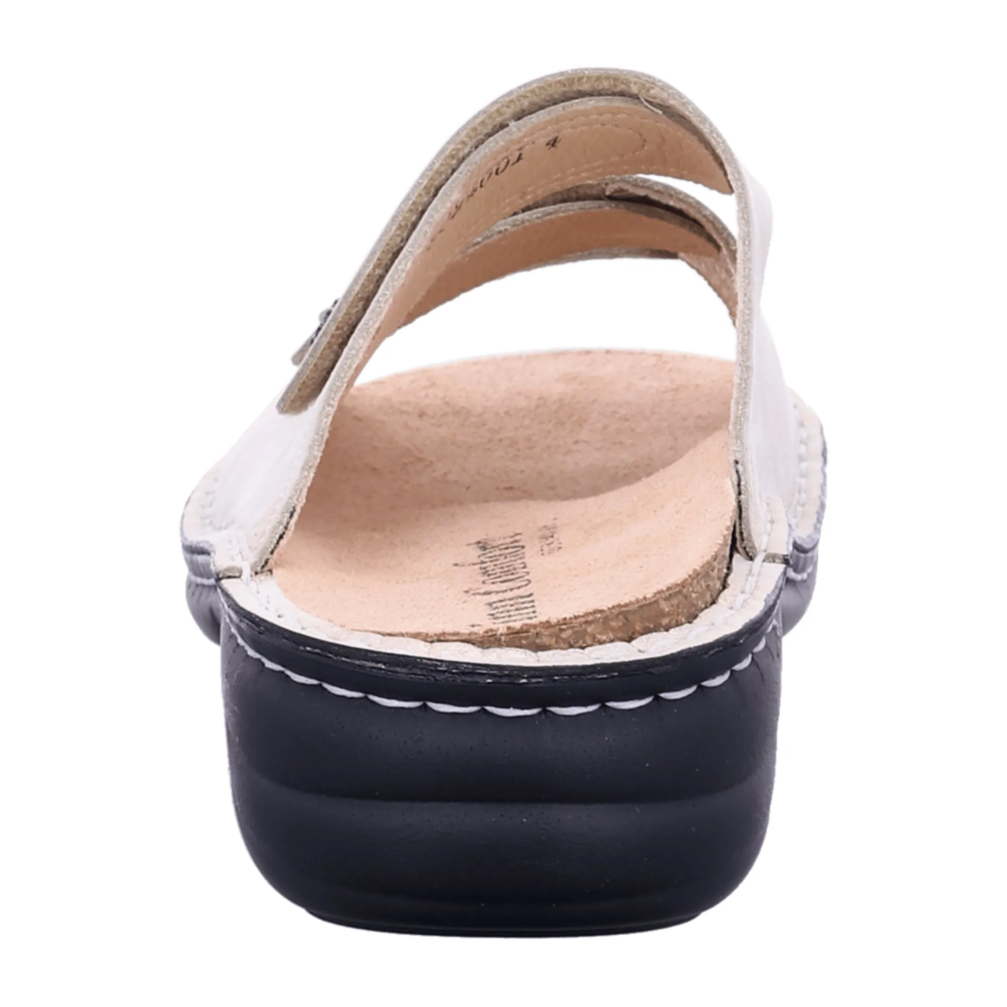 Finn Comfort Hellas Women's Slides - Beige Champagne Nuvola, Comfortable Leather Sandals with Removable Insoles