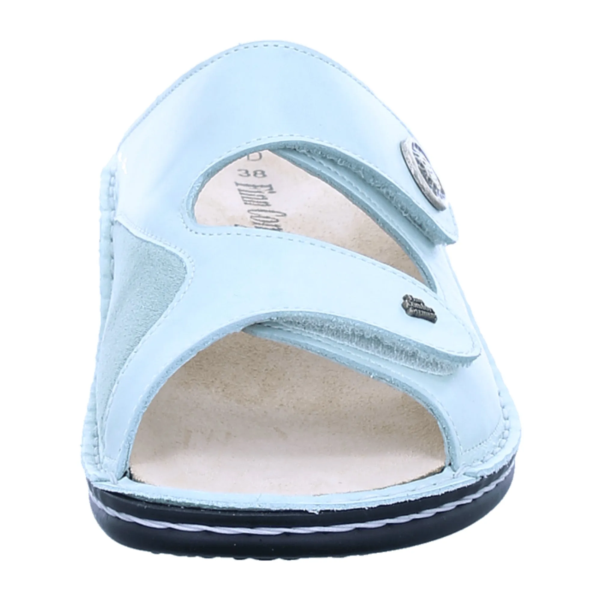 Finn Comfort Zeno Women's Slides - Mint/Icegreen, Comfortable Green Leather Sandals with Adjustable Straps