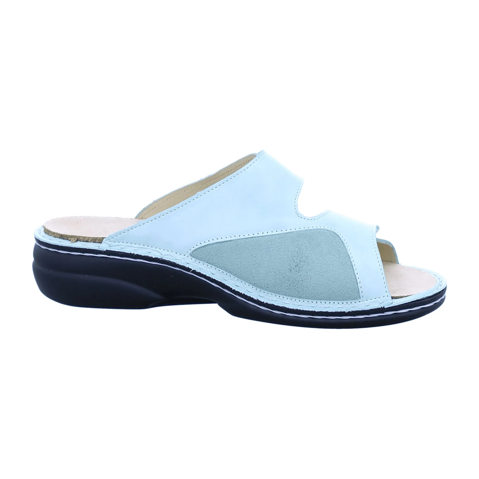 Finn Comfort Zeno Women's Slides - Mint/Icegreen, Comfortable Green Leather Sandals with Adjustable Straps