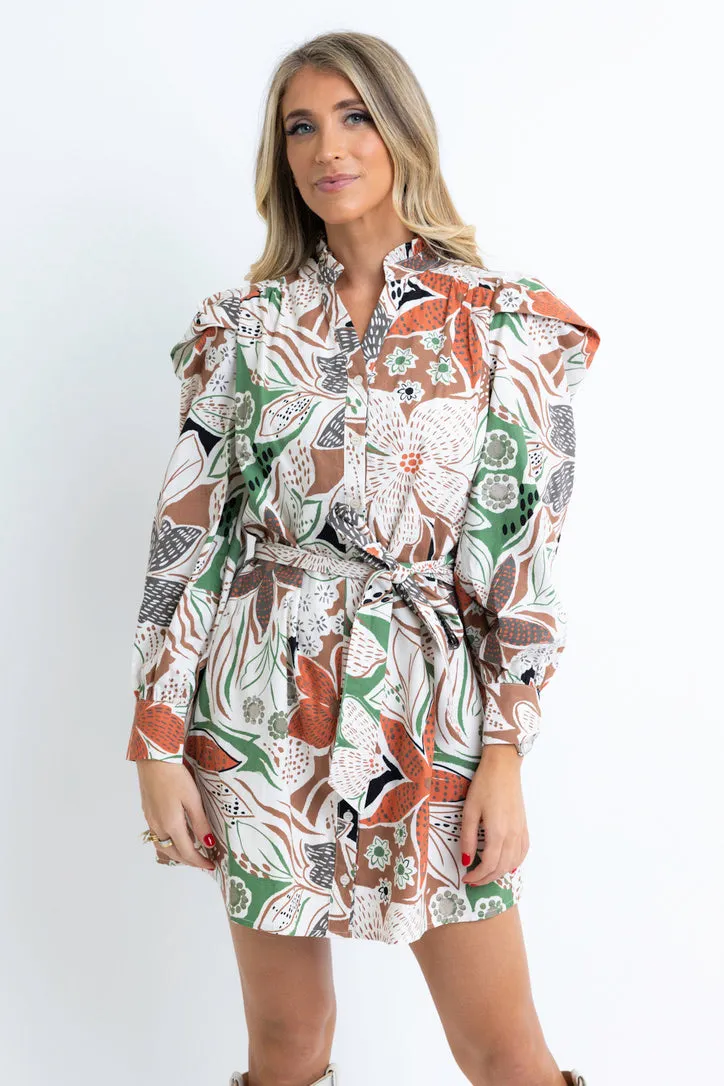 Floral Poplin Shirt Dress