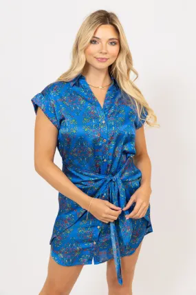 Floral Satin Wrap Dress