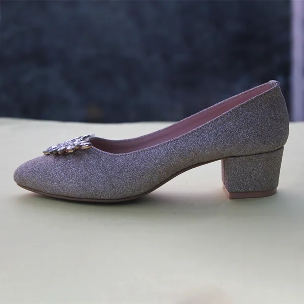 Golden Block Heel Pumps for women