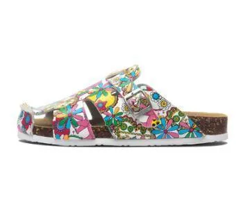 Graffiti Slip-On Leather Sandals