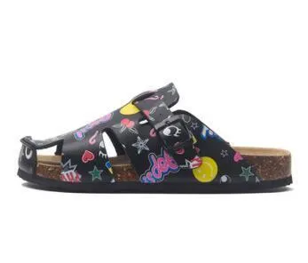 Graffiti Slip-On Leather Sandals