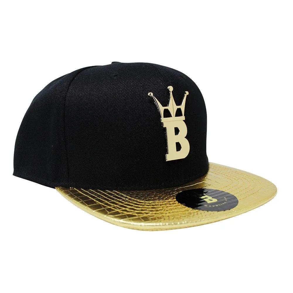 HipHopBling Gold Crown Logo Crocodile Brim Hat Snapback