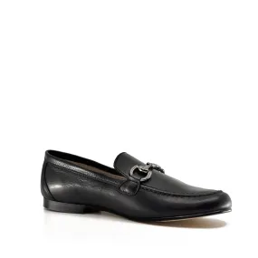 Hoo Black Leather Chain Slip-On Dress Shoe