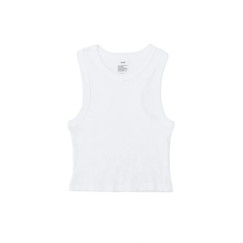 Hyke  |Rib Plain Cotton Cropped Tops Tanks & Camisoles