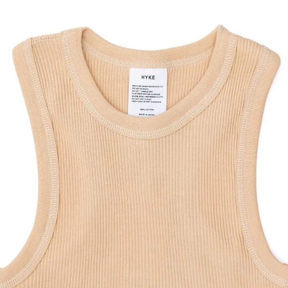 Hyke  |Rib Plain Cotton Cropped Tops Tanks & Camisoles