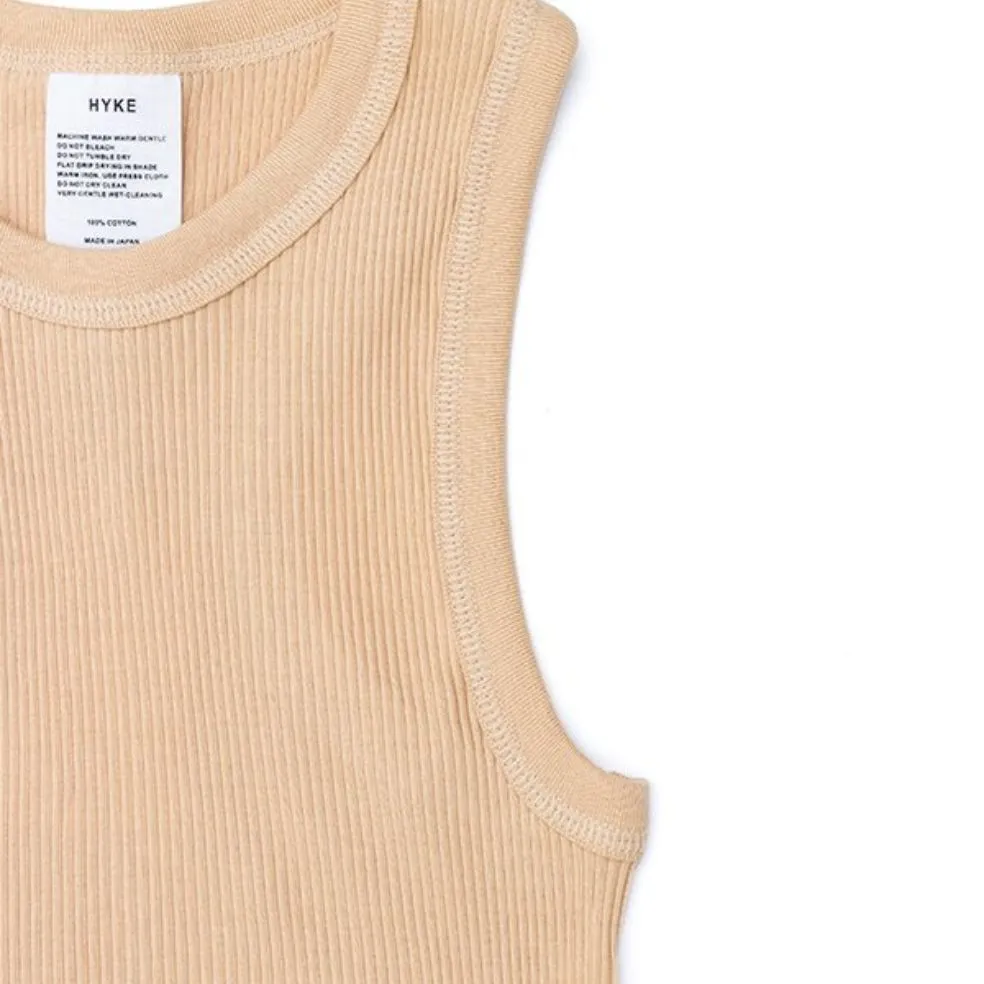 Hyke  |Rib Plain Cotton Cropped Tops Tanks & Camisoles