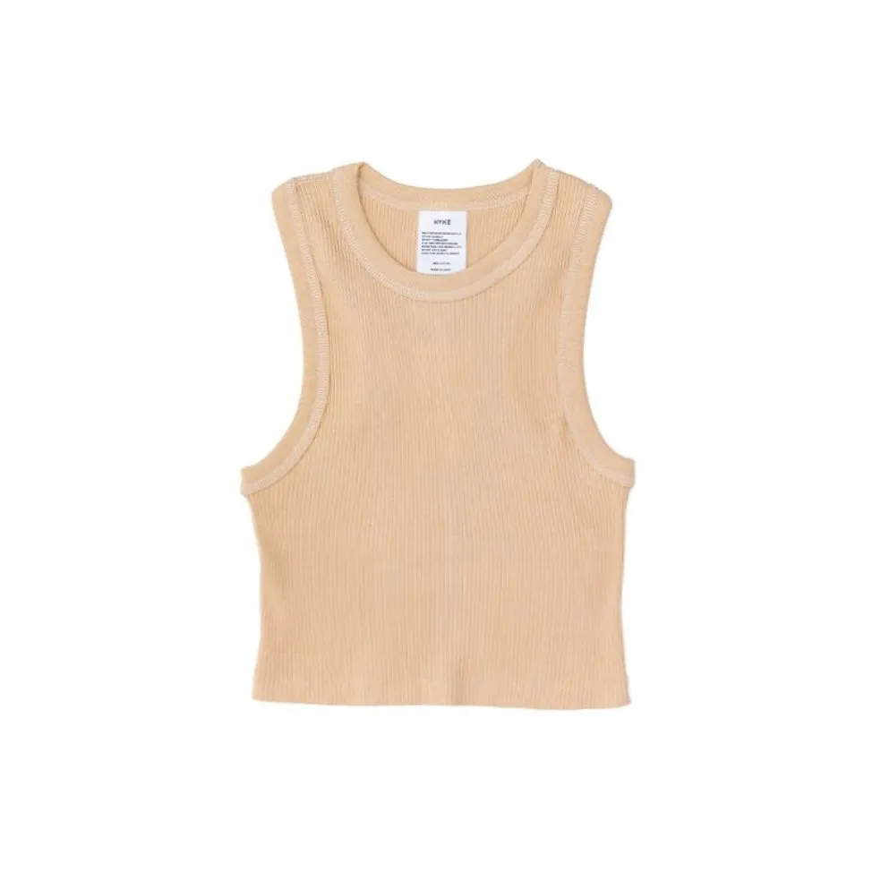 Hyke  |Rib Plain Cotton Cropped Tops Tanks & Camisoles