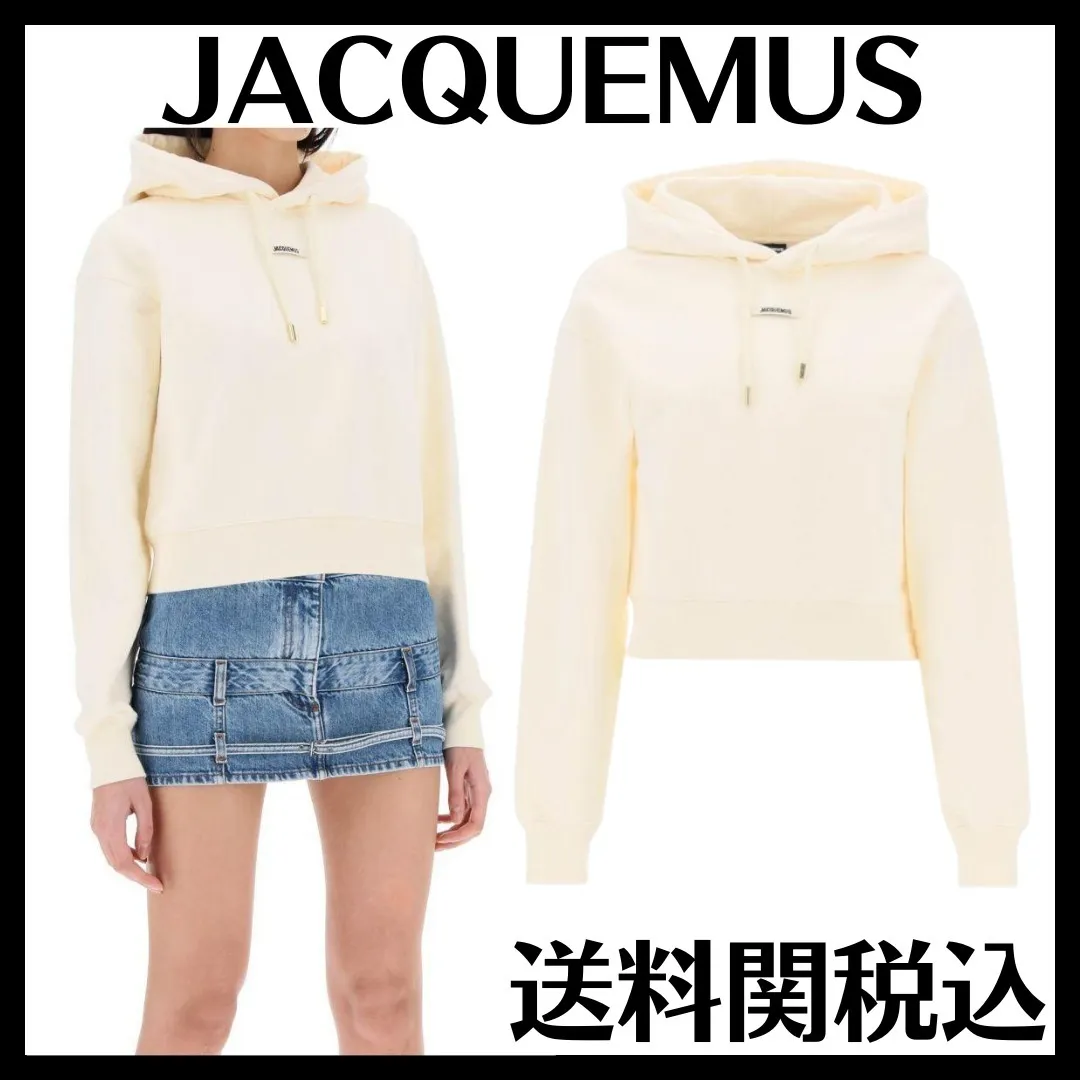 JACQUEMUS  |Long Sleeves Plain Cotton Logo Cropped Tops