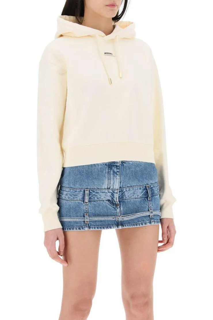 JACQUEMUS  |Long Sleeves Plain Cotton Logo Cropped Tops