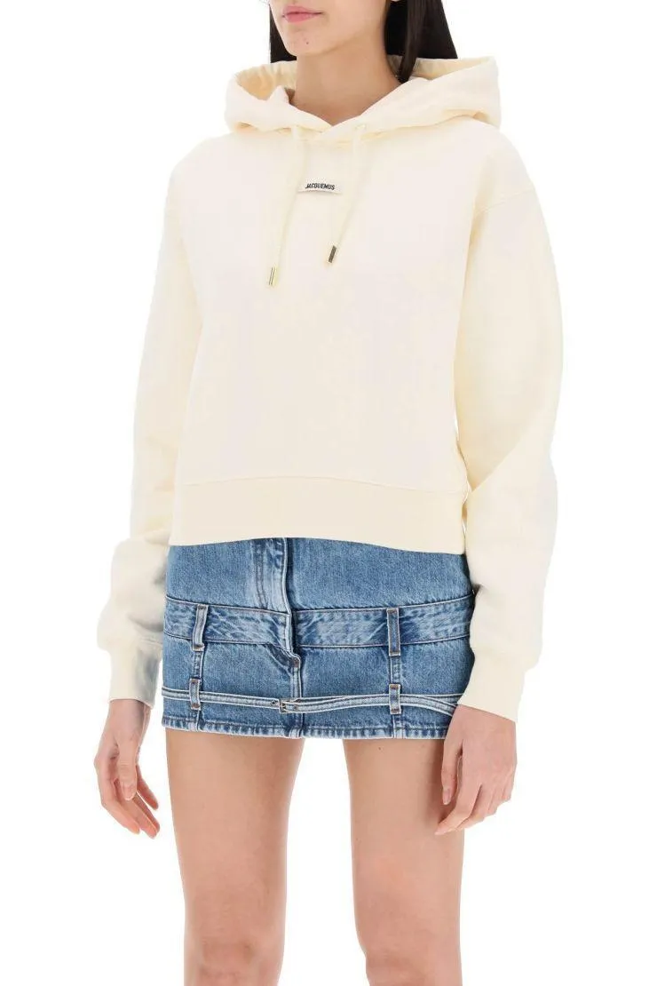 JACQUEMUS  |Long Sleeves Plain Cotton Logo Cropped Tops