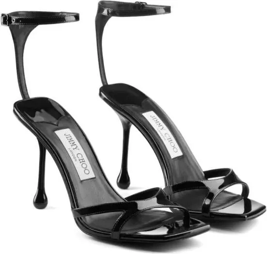 Jimmy Choo Ixia 95mm patent leather sandals Black