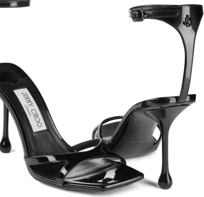 Jimmy Choo Ixia 95mm patent leather sandals Black