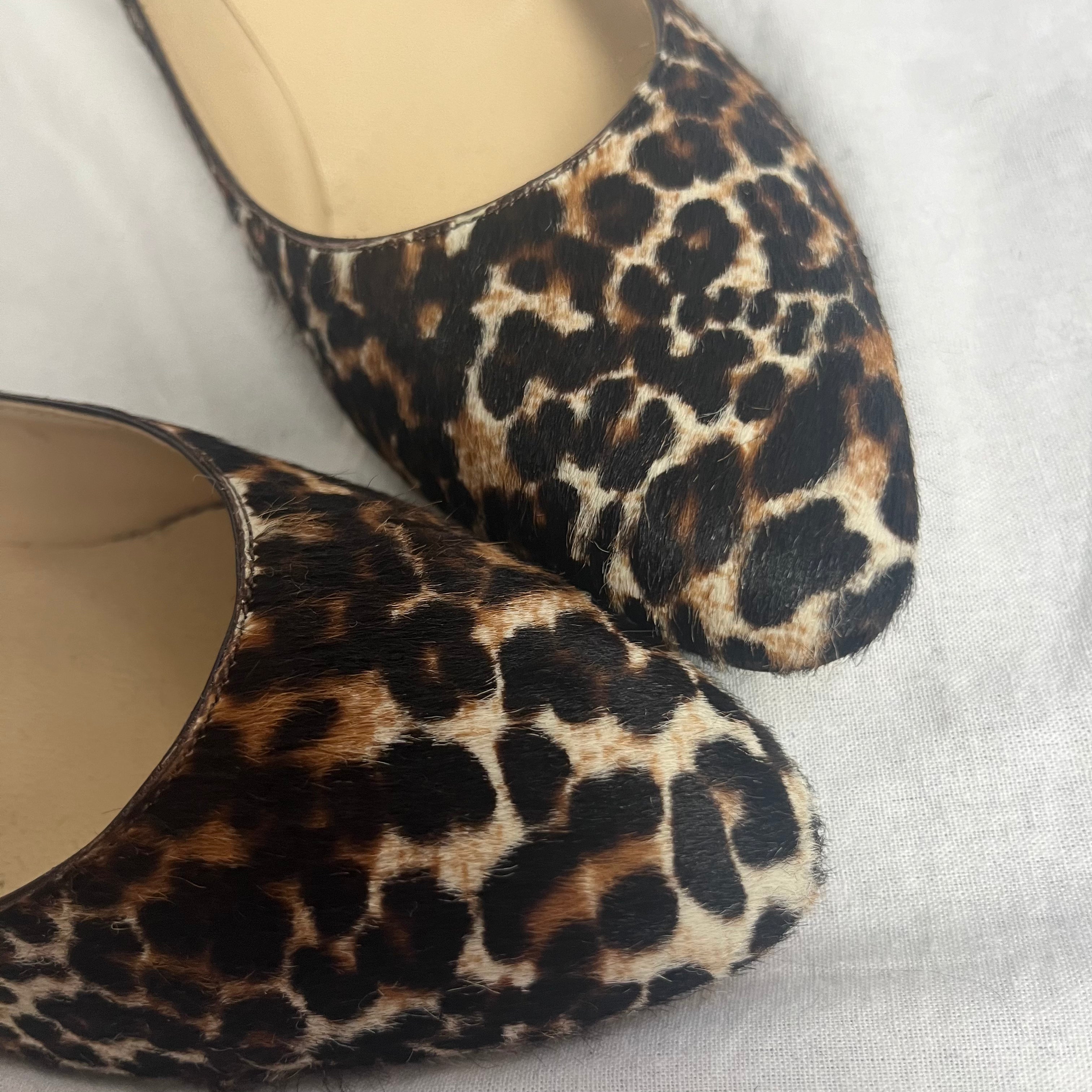 Jimmy Choo Leopardprint Calfhair Low Heel Pumps 37.5