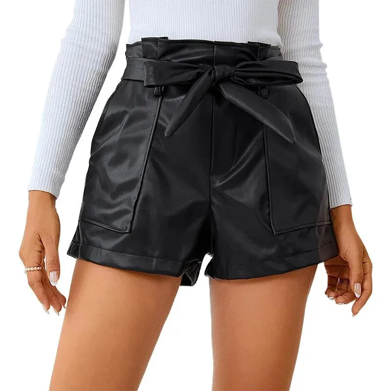 Leather Shorts Casual Hip Lifting PU Shorts