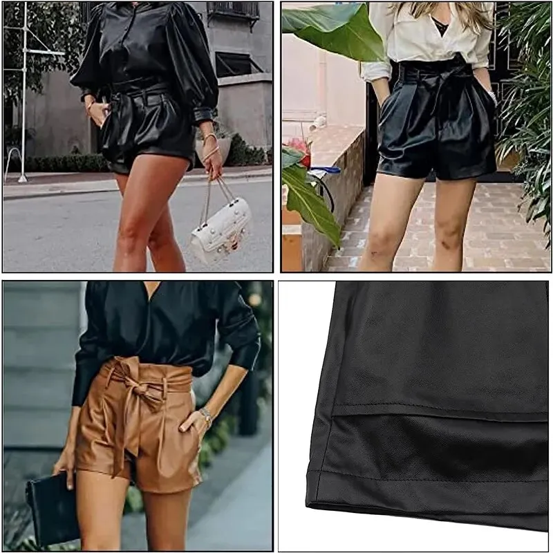 Leather Shorts Casual Hip Lifting PU Shorts