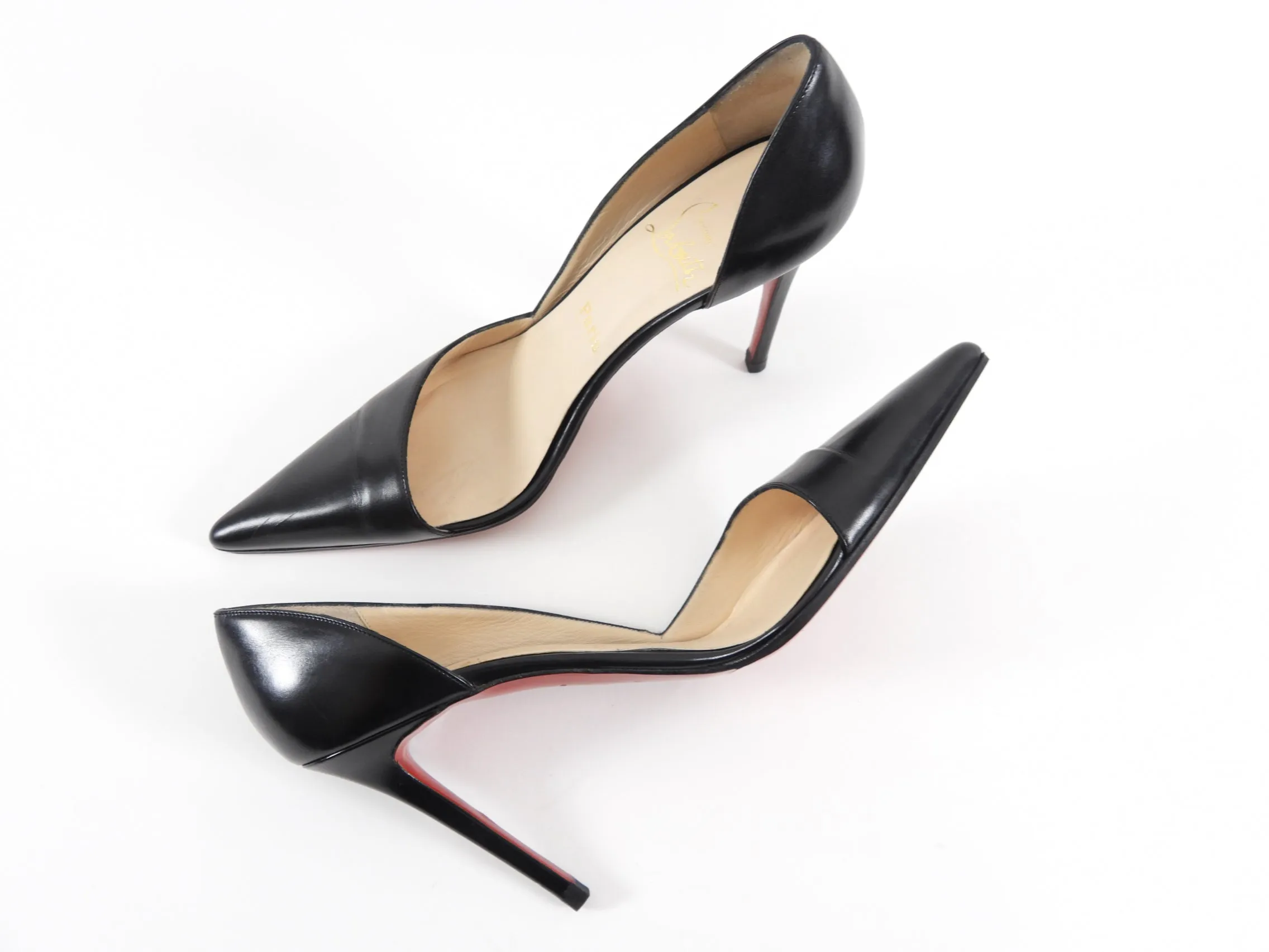 Louboutin Black Smooth Leather D'Orsay Pumps - 40 / 10