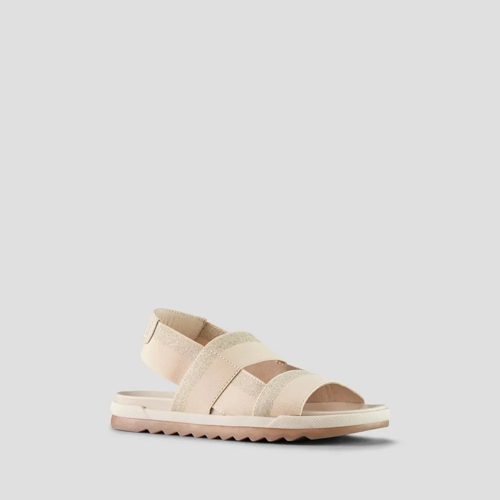 Lucia-Oyster & Gold Elastic Sandal