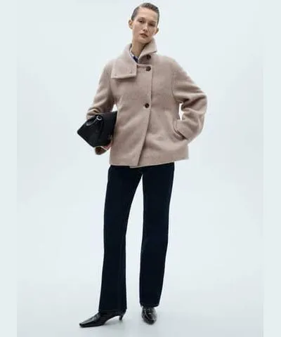 MANGO Turtleneck wool coat