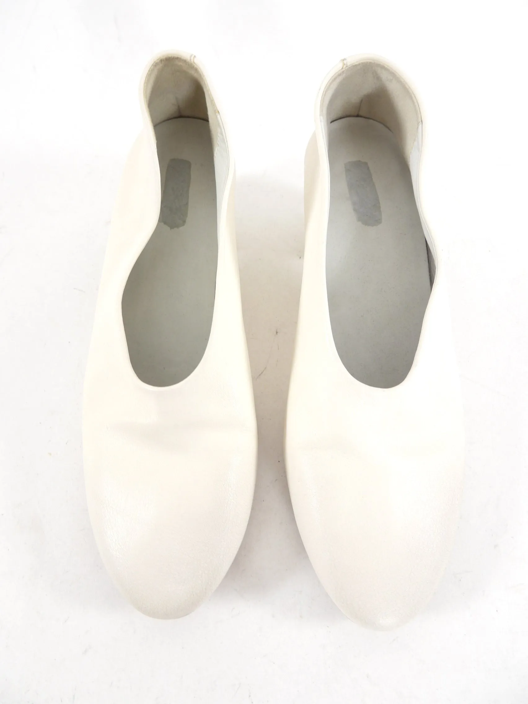 Marsell Ivory Leather Block Heel Pumps - 37