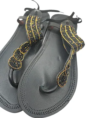 Masai Beaded African Handmade Leather Sandals Funani - (Kenya)