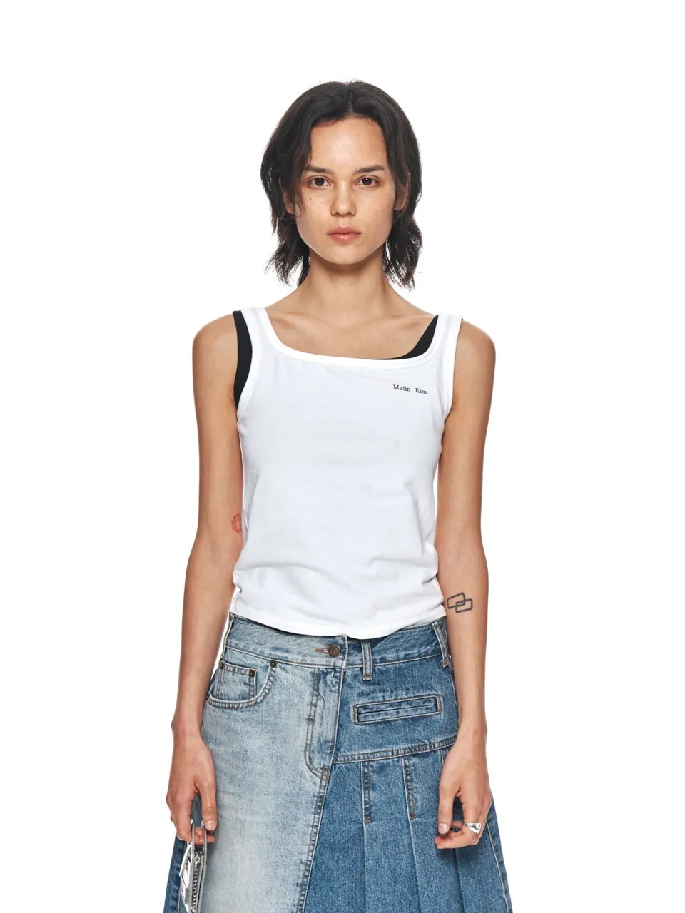 Matin Kim  |Cotton Logo Cropped Tops Tanks & Camisoles