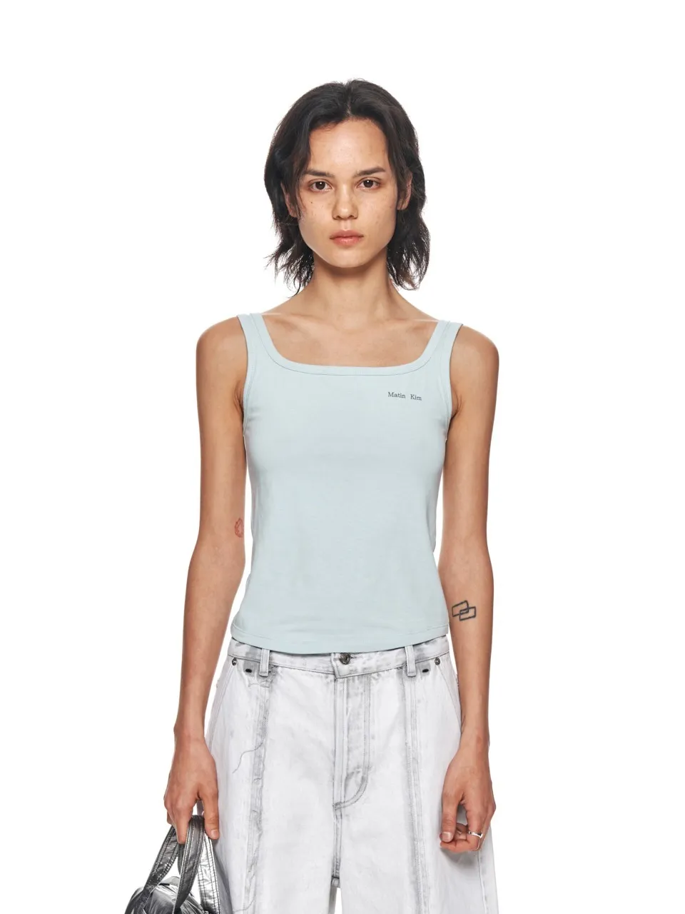 Matin Kim  |Cotton Logo Cropped Tops Tanks & Camisoles