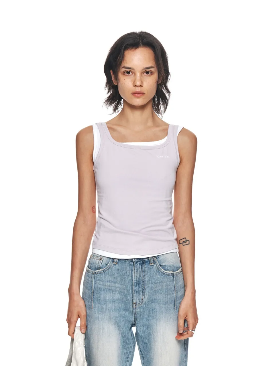 Matin Kim  |Cotton Logo Cropped Tops Tanks & Camisoles