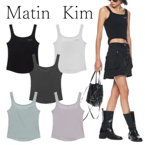 Matin Kim  |Cotton Logo Cropped Tops Tanks & Camisoles