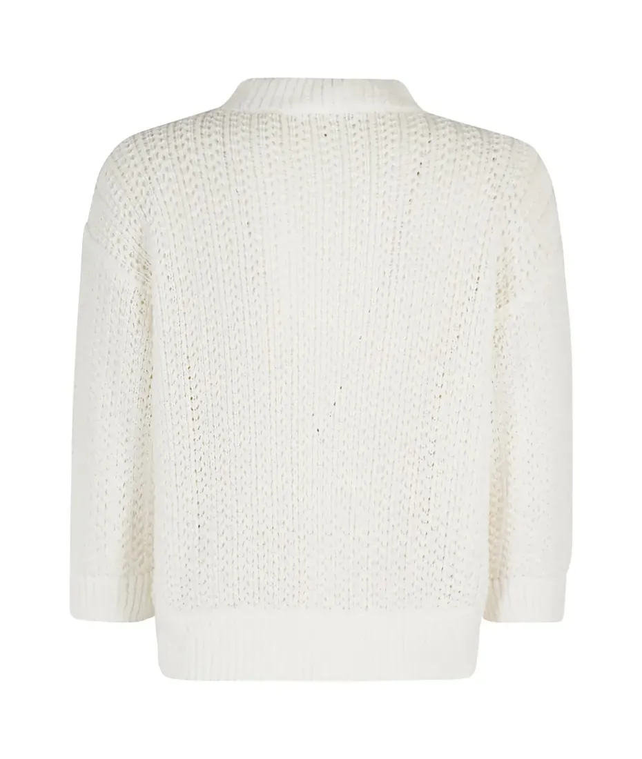 MaxMara  |Long Sleeves Plain Cotton High-Neck Cropped Tops